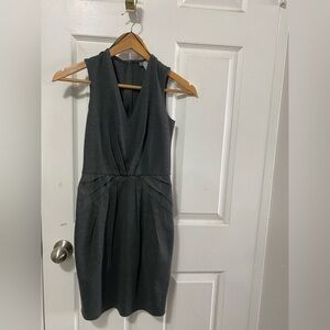 H&M Charcoal Grey Knot-Waist V-Neck Sheath Dress - Size XS (VGUC) *